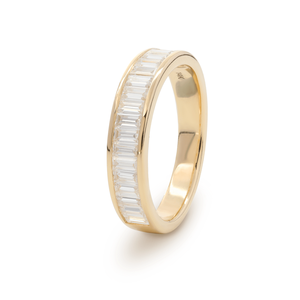 Wholesale 3x1.5mm Baguette Cut Lab Grown Diamond 14K Yellow <b>Gold</b> <b>Ring</b> Luxury Channel <b>Set</b> Half Eternity Wedding Band for Women - Product Image 3