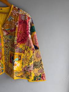Chaqueta acolchada de algodón con patchwork floral para mujer, cuello en V, manga larga, cárdigan bordado a mano, ropa de abrigo de primavera, regalo para ella - Product Image 6