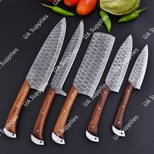 Cuchillo de Cocina de Acero de Damasco Forjado a Mano con Hoja de Espiga Completa y Mango de Palisandro, la Mejor Calidad, Grado Industrial, Set de Chef con Funda de Cuero, OEM - Product Image 3