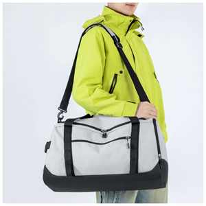 Sac de sport en nylon Oxford imperméable à grande capacité extensible avec logo personnalisé, fermeture éclair, sangle réglable, doublure en polyester pour les voyages - Product Image 2