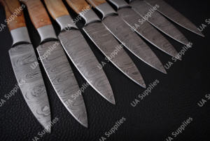 มีดสเต็กบาร์บีคิวสำหรับมืออาชีพ ทำจากเหล็กดามัสกัสเกรดอุตสาหกรรม ใช้ในครัวได้ทุกวัน ด้ามจับไม้มะกอกตามหลักสรีรศาสตร์ - Product Image 2