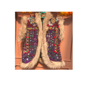 Handmade Banjara <b>Fur</b> <b>Jacket</b> Women Boho Tribal Embroidered Faux <b>Fur</b> Vintage Winter Ethnic Fashion <b>Jacket</b> - Product Image 1