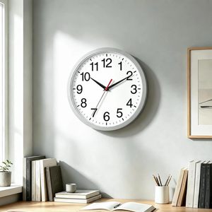 Wall <b>Clock</b> Analog <b>Silver</b> Battery Operated Silent Non Ticking Round Wall Mounted <b>Clock</b> for Home Living Room Bedroom Office - Product Image 4