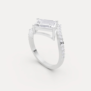 Anillo de compromiso de diamante cultivado en laboratorio de alta demanda para mujer, elegante y brillante, con acabado brillante, en venta. - Product Image 3