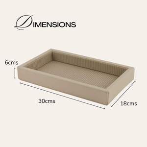 Bandeja Decorativa de Cuero PU Beige con Asas para Mesa de Centro, Desayuno, Comedor, Decoración del Hogar - Product Image 3