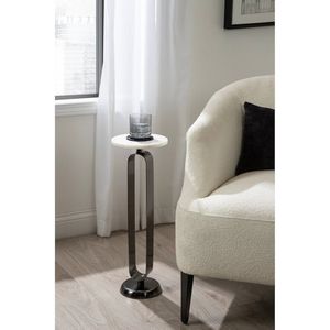 Mesa Auxiliar Moderna con Estructura de Acero y Tapa de Cristal, Diseño Delgado que Ahorra Espacio, para el Lado del Sofá, con Construcción Resistente y Duradera, Ideal para Bares - Product Image 6