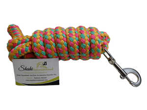 Cuerda de plomo de poliéster para caballos, cuerda trenzada roja/verde azulado/amarilla - Product Image 3