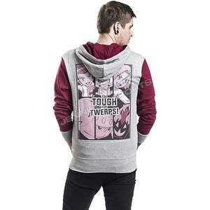 Ensemble de survêtement pour homme en molleton technique épais 100% coton uni, comprenant une veste universitaire à capuche zippée et un pantalon de jogging ample avec empiècements en tissu - Product Image 5