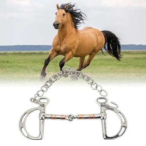 บิตม้าแบบ D-Ring สแตนเลส ทนทาน บิตม้าทองแดงสแตนเลส ผิวมันวาว พร้อมสายโซ่ยึดติด - Product Image 1