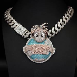 จี้เพชรโมอิสซาไนต์ทรงบาแกตต์ 3 มิติ ดีไซน์สั่งทำพิเศษ เงินแท้ 925 ประดับเพชร VVS สไตล์ฮิปฮอป พร้อมสร้อยคอสำหรับผู้ชาย - Product Image 3