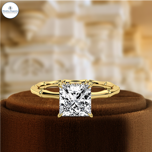 Anillo de Compromiso Minimalista de Oro Sólido de 14K con Diamante Cultivado en Laboratorio de 1.5CT, Corte Princesa, Certificado IGI, Regalo para Mujer - Product Image 2