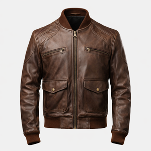 Veste en cuir véritable pour homme, design vintage noir, en cuir de vachette, veste de motard, fournisseur - Product Image 1