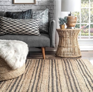 Handmade Braided Jute <b>Rug</b> | Natural Textured Flatweave Solid Color Thin <b>Rug</b> | Rustic <b>Boho</b> Farmhouse Area <b>Rug</b> for Living Room - Product Image 3