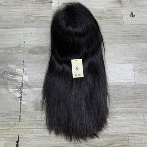 Perruques en cheveux humains vietnamiens naturels lisses noirs personnalisées en gros, perruque en dentelle suisse 5x5 HD lisse - Product Image 3