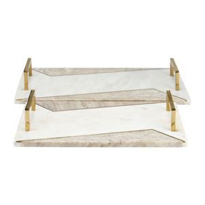Bandeja de mármol de diseño personalizado, bandejas decorativas, bandeja de piedra, bandeja para servir, bandeja de mármol para servir con asa de metal a muy buen precio - Product Image 4