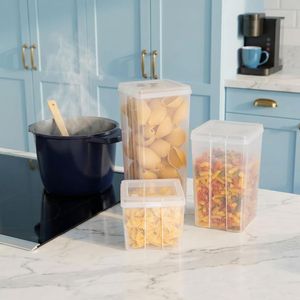 8 Pack Clear Flip-Top Lid Food <b>Storage</b> <b>Containers</b> Combo Set for Kitchen Pantry Organization Stackable Kitchen <b>Storage</b> <b>Containers</b> - Product Image 3