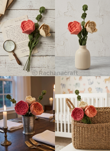 Bouquet de roses artificielles en feutre de laine de Nouvelle-Zélande 100% durable, fait main, de haute qualité, pour la décoration de la maison et les mariages, personnalisable - Product Image 4