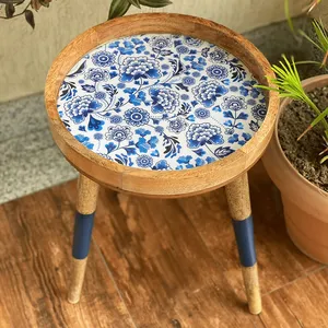 Handmade Enamel Mango Wood Side <b>Table</b> Detachable <b>Legs</b> by MUGHALCRAFTS - Product Image 3