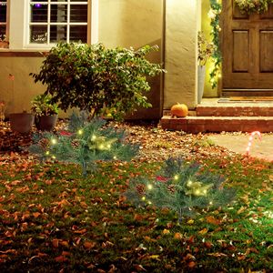Juego de 2 Árboles de Navidad de 2 Pies con Luces LED Blancas Cálidas para Jardines Exteriores - Decoraciones Navideñas Duraderas y Atractivas - Product Image 5