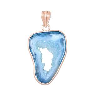 Colgantes de Druzy Natural con Ventana, Joyería Minimalista Hecha a Mano, Collar de Latón con Baño de Oro Rosa para Mujer, Regalos al por Mayor - Product Image 2