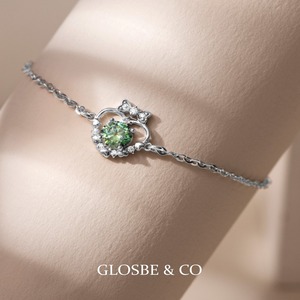 Bracelet en argent de créateur avec moissanite verte de 5,4 mm - Certifié GRA Glosbe & Co GRA, argent synthétique (fabriqué en laboratoire) rond - Product Image 1