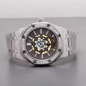 Best Quality Lab Diamond Mechanical <b>Watch</b> with Stainless Steel Band Black Dial Round <b>Case</b> Dial Diamond Daily Wear <b>Watch</b> For Her - Product Image 4