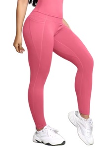 Pantalons capri taille haute pour femmes avec poches, effet ventre plat, non transparents, pour entraînement, course à pied, yoga, athlétisme, leggings push-up pour la gym - Product Image 1