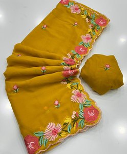 Shree Indian Exports Blouse de Saree Scintillante en Georgette et Fausse Fourrure Multicolore, Style Moderne Classique à Effet Drapé, pour Fêtes et Célébrations - Product Image 5