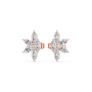 Top Quality Diamond Flower Drop Earrings For Women With Lightweight Comfort 14k Rose Gold Earrings With Marquise Cut Lab Diamond - Product Image 1