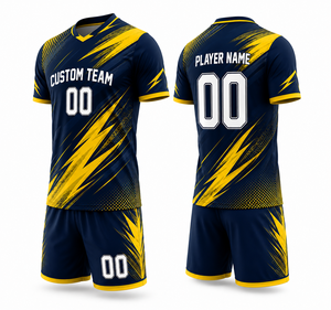 Tenue de football classique deux pièces pour homme, maillot respirant en mesh, short athlétique, vêtements d'entraînement et de match, personnalisable - Product Image 4