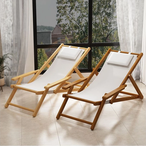 Chaise longue pliante en bois - Chaise longue de piscine élégante et confortable pour le jardin et la plage, chaise longue de plage - Product Image 3