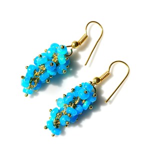 Sky Blue Ethiopian Welo <b>Opal</b> Beaded <b>Earrings</b>, 14K Gold, Rainbow Gemstone - Product Image 2