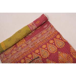 Colcha Kantha Gudri de Algodón Hecha a Mano, Reversible, Vintage, Manta India, Decoración para el Hogar - Product Image 4