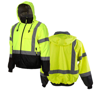 High Visibility Waterproof Reflective Safety <b>Jacket</b> Men Winter <b>Work</b> Wear Industrial Heavy Duty Canvas Letter <b>Construction</b> - Product Image 3