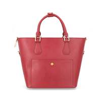 Sac fourre-tout de luxe en cuir rouge pour femme avec design structuré, deux poignées supérieures et bandoulière réglable et amovible