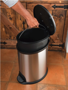 Stainless Steel Pedal Dustbin Round Garbage <b>Bin</b> With <b>Lid</b> Foot Step Trash Can For Bathroom Kitchen Office Home - Product Image 4