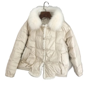 Chaqueta de plumón de pato blanco para mujer con cuello de piel de zorro Real 2024, Abrigo acolchado corto y cálido para mujer, Parka Vintage holgada para mujer - Product Image 1