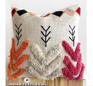 High Quality Tufted Cotton Cushion <b>Cover</b> Embroidered Woven Techniques for Home Living Room <b>Sofa</b> Bed Waist Pillow Hotels By ITHL - Product Image 2