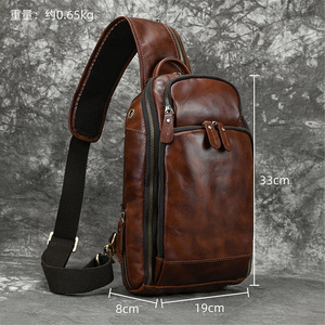 Bolso de Pecho de Cuero Genuino para Hombre, con Cierre de Cremallera, Multifuncional, Bandolera para Deportes al Aire Libre - Product Image 5