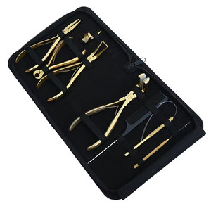 Kit complet d'extensions de cheveux en acier inoxydable avec outils de beauté professionnels imperméables, pinces d'extension, outil à boucle, aiguille à crochet - Product Image 1