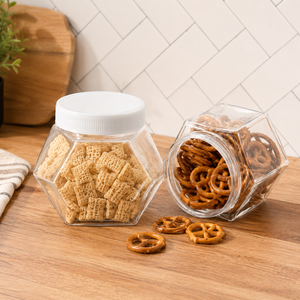 Frasco Transparente Hexagonal de Plástico PET de 2200 ml para Almacenamiento de Dulces, con Tapa Blanca de Rosca, para Alimentos y Bocadillos, Fabricante de Vietnam - Product Image 3