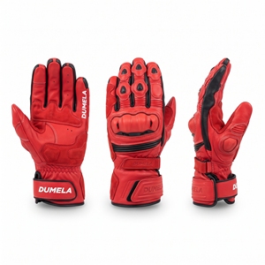 Gants de moto en cuir Dumela à doigts entiers, rouge, avec support de poignet, gants de cyclisme sportifs, respirants, pour toutes les saisons - Product Image 1