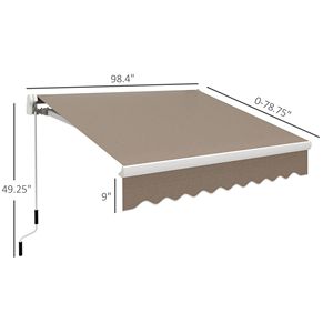 Tenda Parasole Retrattile Manuale 4m x 6.6FT con Braccio Pieghevole e Telaio in Alluminio per Terrazze - Marrone - Product Image 3