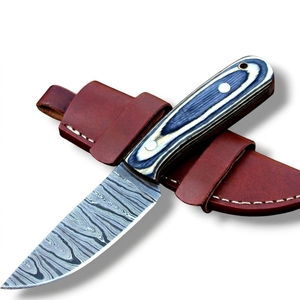 Couteau à Découper en Acier Damas Fait Main, Manche en Bois Pakka Bleu et Blanc, Lame Fixe pour Chasse et Activités de Plein Air, Vente en Gros, Fabricant - Product Image 1
