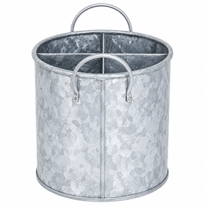 Wholesale Rustic Galvanized Metal Cutlery Holder with Twin Handles 4 Compartment Farmhouse <b>Kitchen</b> Utensil <b>Caddy</b> Factory Price - Product Image 1