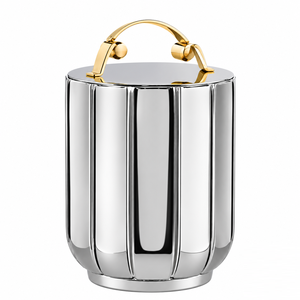 Seau à glace de luxe à double paroi en acier inoxydable avec poignée dorée, refroidisseur à vin en métal cannelé, seau à champagne pour bar, hôtel, fête - Product Image 1