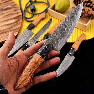 New Edition Custom Handmade Damascus Steel 5-Piece <b>Kitchen</b> Chef <b>Knives</b> Set Wood Handle Full Tang Ambidextrous Straight <b>Sharp</b> - Product Image 3