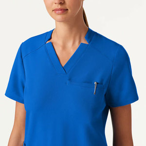 High Quality Knitted Nursing Wear Set Two Pockets Comfortable Slim Fit Women's <b>Scrub</b> <b>Tops</b> Customized Color Polyester Wholesale - Product Image 2