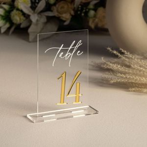 Support de numéro de table en acrylique sophistiqué avec gravure ou impression laser personnalisée pour les mariages, les restaurants et les événements - Product Image 4