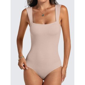Body côtelé tendance en mélange de coton doux, ajusté, une pièce, décontracté, haut de mode, fabricant de body gainant sans couture pour femme - Product Image 3
